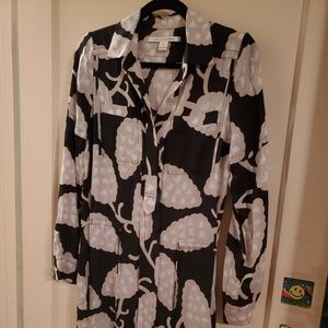 Silk Drawstring Shirt Dress